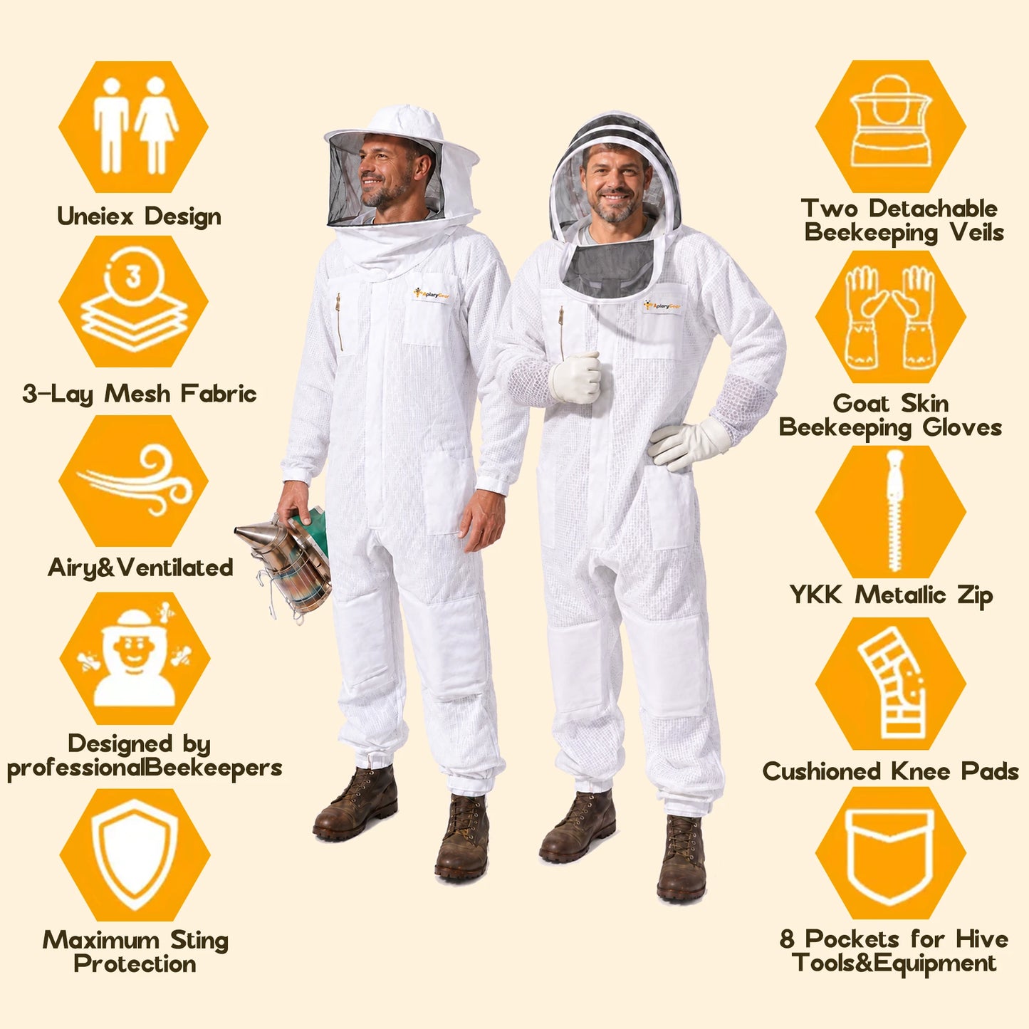 3 Layer Beekeeping Suit（with two hats and gloves）