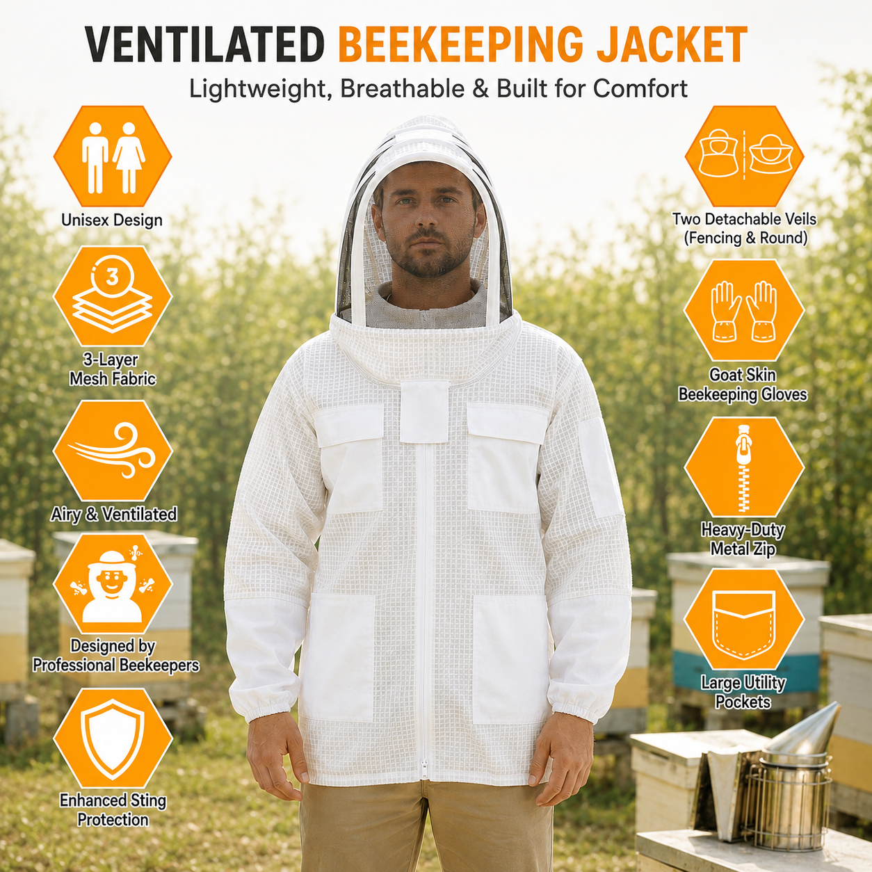 3-Layer Ventilated Beekeeping Jacket