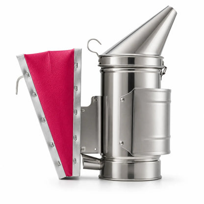 Pink Stainless Steel Beekeeping Smoker with Heat Shield