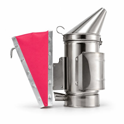 Pink Stainless Steel Beekeeping Smoker with Heat Shield