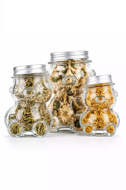 Teddy Bear Glass Honey Jar with Hat-Style Lid – Single Jar, 160 mL / 300 mL