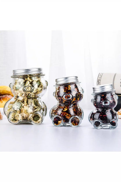 Teddy Bear Glass Honey Jar with Hat-Style Lid – Single Jar, 160 mL / 300 mL