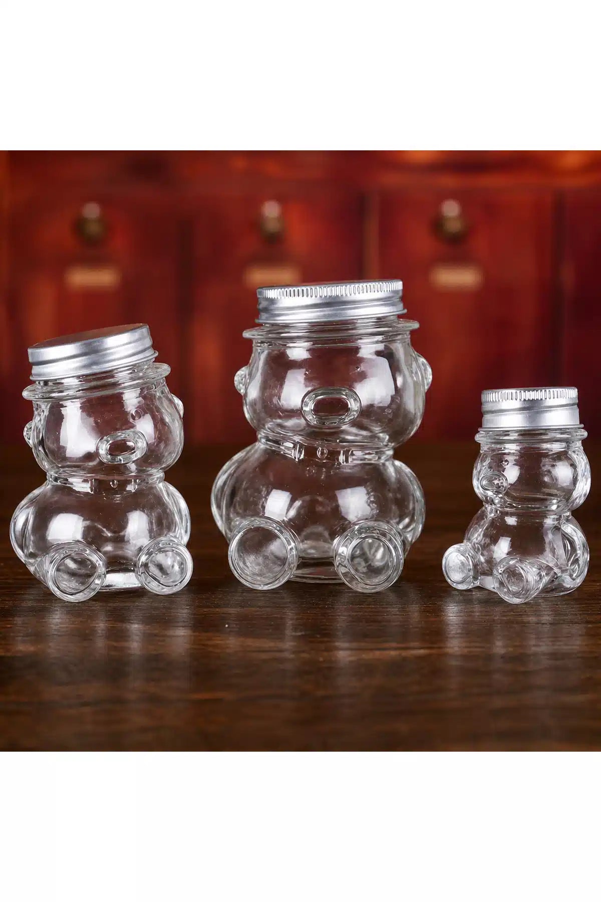 Teddy Bear Glass Honey Jar with Hat-Style Lid – Single Jar, 160 mL / 300 mL