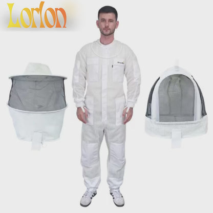 3 Layer Professional White Beekeeping Suit（with two hats and gloves）