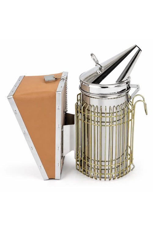 Stainless Steel Beekeeping Smoker with Heat Shield & Hanging Hook