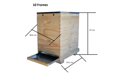 Flat-Pack Beehive with Mesh Bottom Board & Beetle Tray – 8 or 10 Frame
